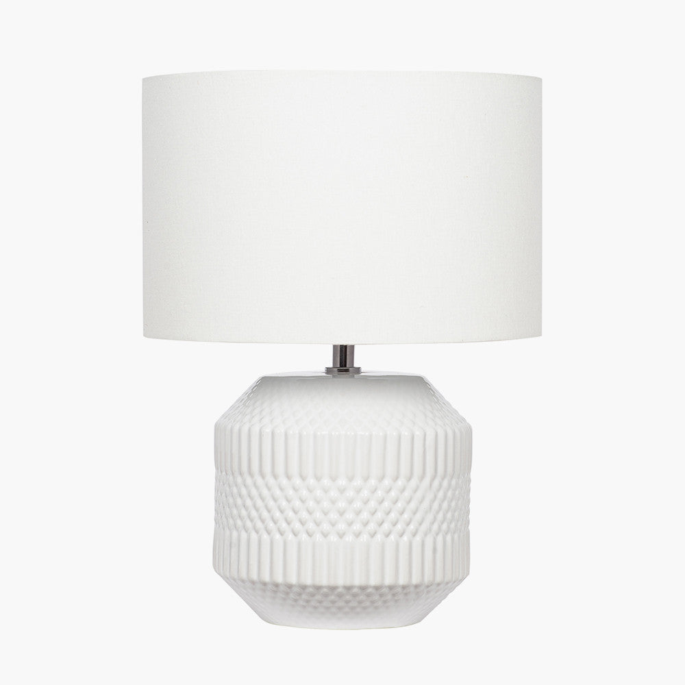 Meribel White Geo Textured Ceramic Table Lamp